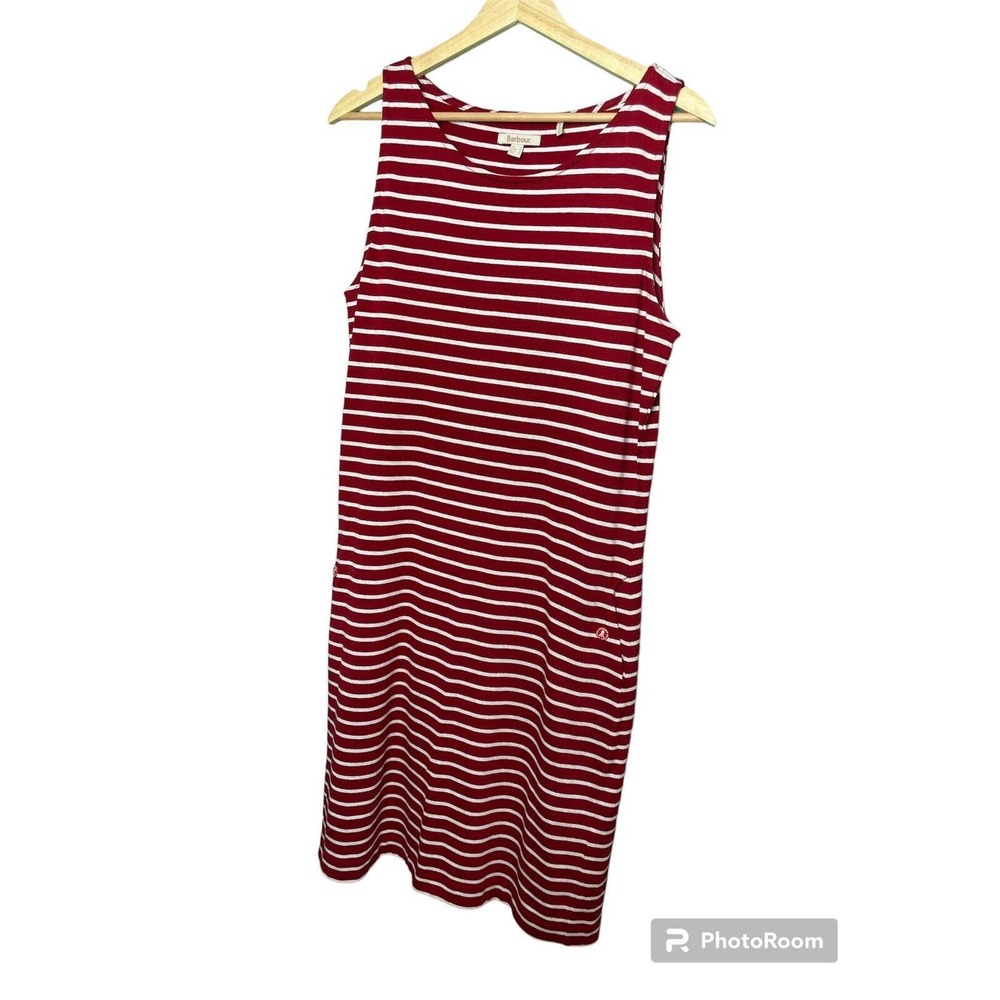 Barbour Womens SZ 8 Dress Knit Red White Stripe Sleeveless Cotton Tank